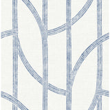 Harlow Indigo Curved Contours Wallpaper - Stripes Wallpaper