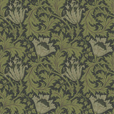 Anemone Dark Green Floral Trail Wallpaper - Floral Wallpaper