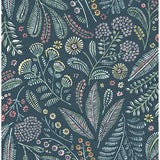 Briar Teal Floral Wallpaper - Floral Wallpaper