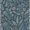 Briar Teal Floral Wallpaper - Floral Wallpaper
