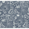 Idalia Navy Floral Flamingo Wallpaper - Floral Wallpaper