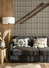 Dutton Plaid Light Brown Wallpaper - Plaid Wallpaper