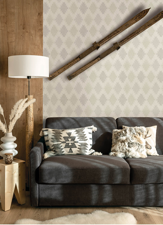 Stitched Heirloom Moss Wallpaper - Damask Wallpaper