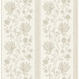 Edgemoor Taupe Jacobean Stripe Wallpaper - Stripes Wallpaper