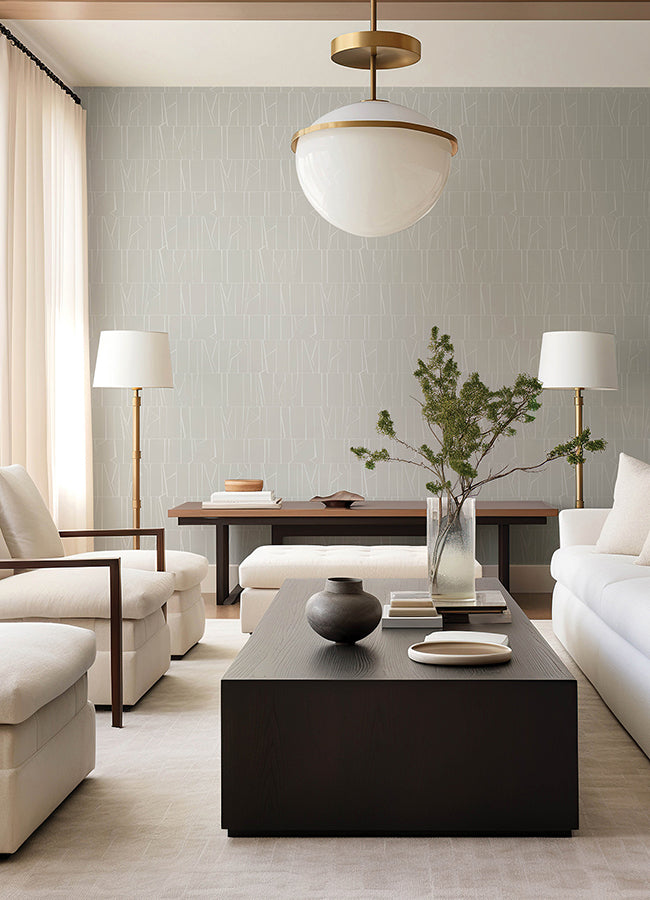 Huntington Silver Geometric Stripe Wallpaper - Stripes Wallpaper