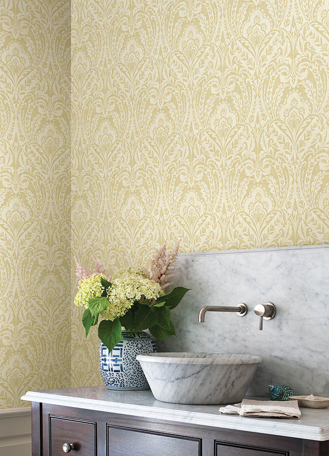 Berkshire Butter Damask Wallpaper - Damask Wallpaper