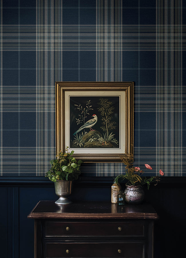Westley Navy Plaid Wallpaper - Plaid Wallpaper