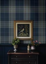 Westley Navy Plaid Wallpaper - Plaid Wallpaper