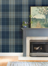 Westley Navy Plaid Wallpaper - Plaid Wallpaper