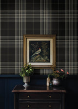 Westley Black Plaid Wallpaper - Plaid Wallpaper