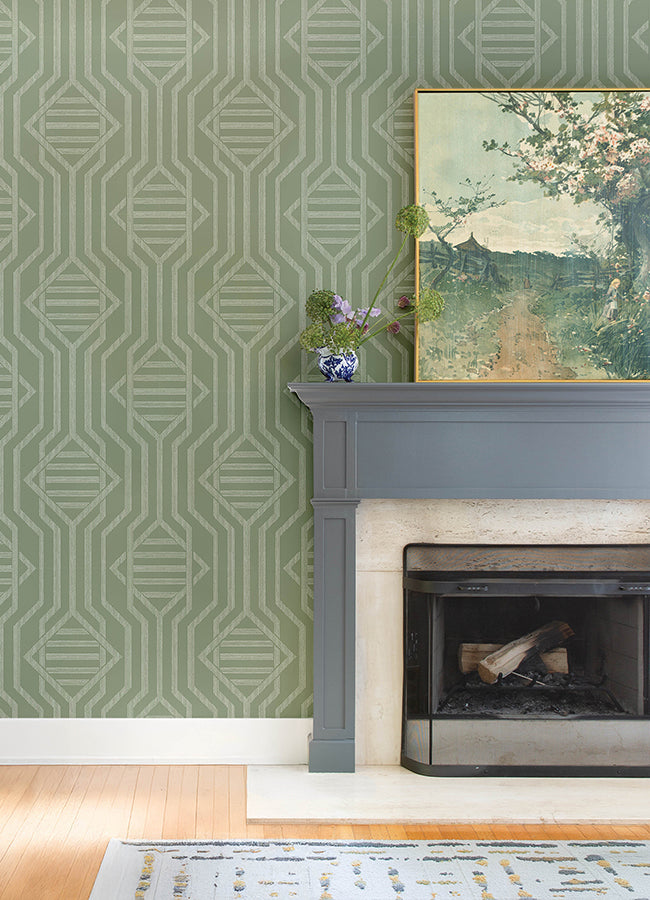 Essex Green Geometric Wallpaper - Geometric Wallpaper