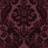 Shadow Merlot Flocked Damask Wallpaper - Damask Wallpaper