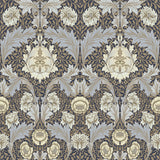 Myrtle Blue Floral Ogee Wallpaper - Damask Wallpaper