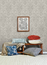 Adavu Grey Damask Wallpaper - Damask Wallpaper