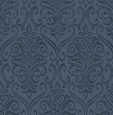 Adavu Blue Damask Wallpaper - Scroll Wallpaper