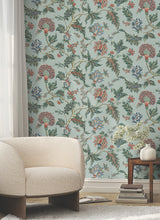 Monroe Wallpaper- Teal - Jacobean Wallpaper