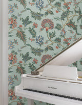 Monroe Wallpaper- Teal - Jacobean Wallpaper