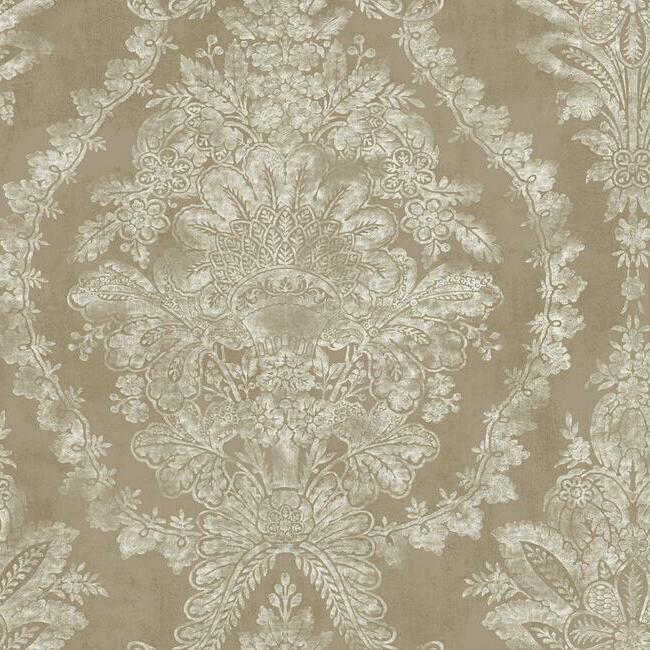 Charleston Damask Wallpaper- Bronze - Damask Wallpaper