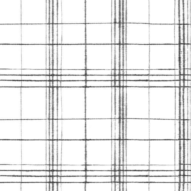 Farmhouse Plaid Wallpaper- Black/White - Plaid Wallpaper