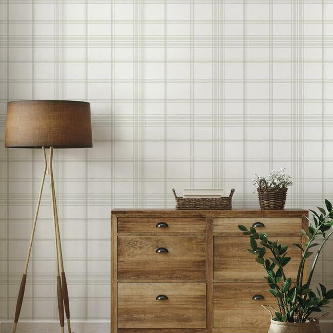 Charter Plaid Wallpaper- Sand - Plaid Wallpaper
