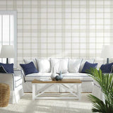 Charter Plaid Wallpaper- Sand - Plaid Wallpaper