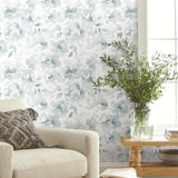 Renewed Floral Premium Peel + Stick Wallpaper- Blue - Floral Wallpaper