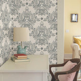 Cottontail Toile Premium Peel + Stick Wallpaper- Linen/Charcoal - Toile Wallpaper
