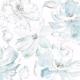 Floral Dreams Peel and Stick Wallpaper- Teal/Mineral Gree - Floral Wallpaper