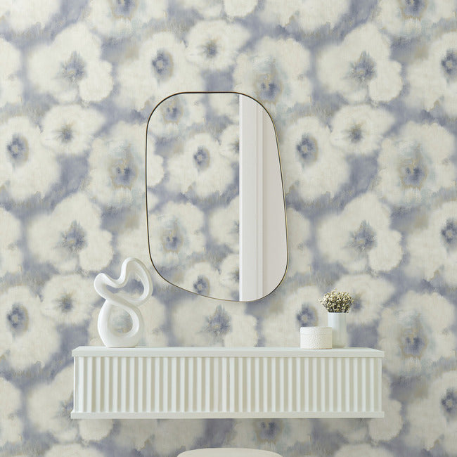 Blended Floral Wallpaper- Blue - Floral Wallpaper