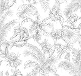 Tropical Sketch Toile Wallpaper- Black - Toile Wallpaper