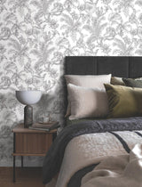 Tropical Sketch Toile Wallpaper- Black - Toile Wallpaper