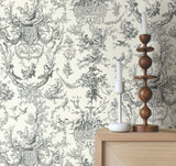 Old World Toile Wallpaper- Black/White - Toile Wallpaper