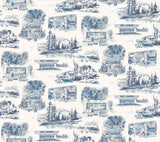 Modern Vista Toile Wallpaper- Navy - Toile Wallpaper