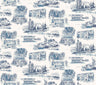 Modern Vista Toile Wallpaper- Navy - Toile Wallpaper
