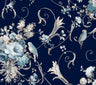Parrots with Floral Bouquets Premium Peel + Stick Wallpaper- Navy - Floral Wallpaper