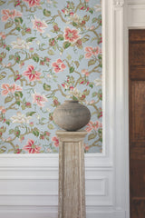 Marguerite Vine Wallpaper- Blue - Jacobean Wallpaper