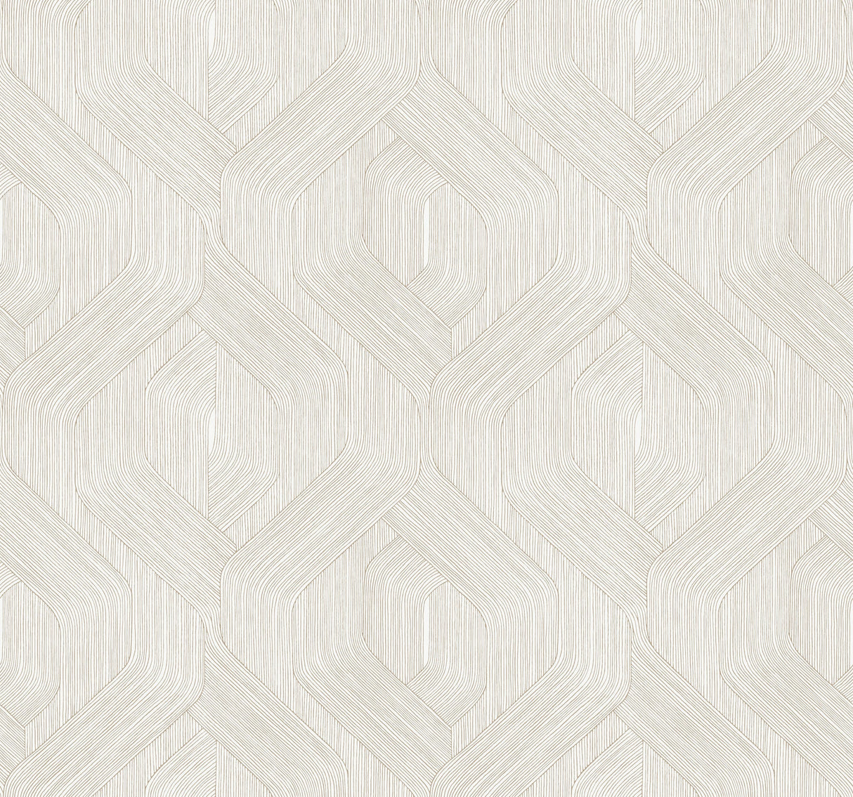 Fine Line Geometric Wallpaper- Taupe on White - Geometric Wallpaper