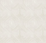 Fine Line Geometric Wallpaper- Taupe on White - Geometric Wallpaper