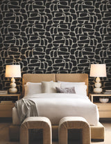 Craftsman Geometric Wallpaper- Black - Geometric Wallpaper