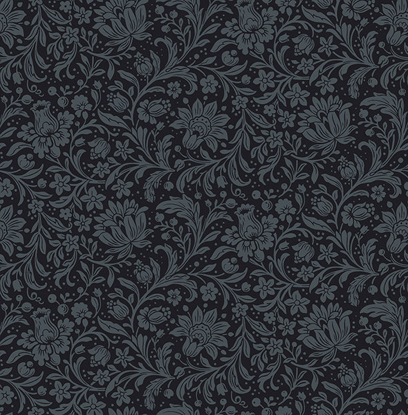 Hague Dark Blue Floral Trail Wallpaper - Jacobean Wallpaper