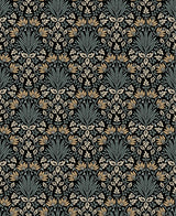 Woodbury Black Floral Damask Wallpaper - Toile Wallpaper