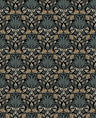 Woodbury Black Floral Damask Wallpaper - Toile Wallpaper