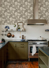 Gerty Black Fruit Toile Wallpaper - Toile Wallpaper