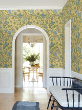 Parterre Light Yellow Jacobean Wallpaper - Jacobean Wallpaper