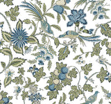 Parterre Blue Jacobean Wallpaper - Jacobean Wallpaper