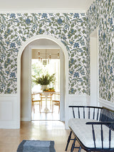 Parterre Blue Jacobean Wallpaper - Jacobean Wallpaper