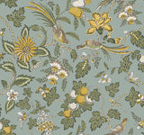 Parterre Light Blue Jacobean Wallpaper - Jacobean Wallpaper