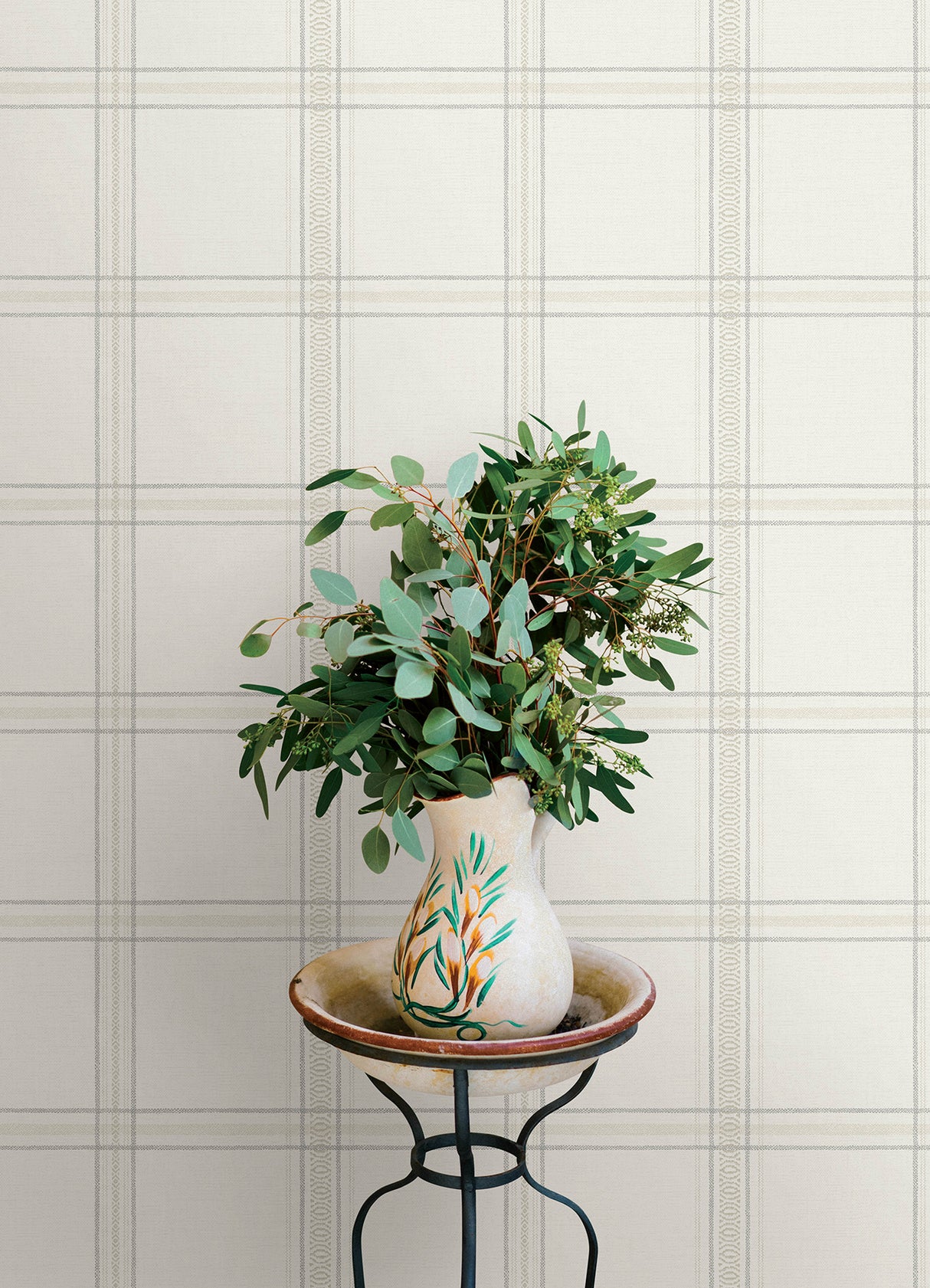 Auberge White Plaid Wallpaper - Plaid Wallpaper