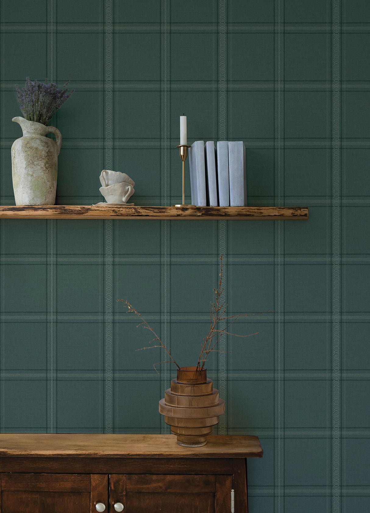 Auberge Teal Plaid Wallpaper - Plaid Wallpaper