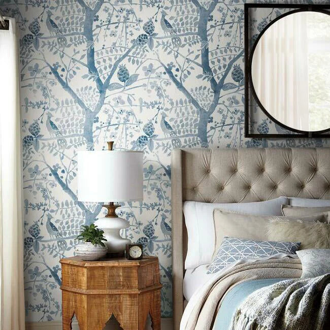 Peacock Block Print Wallpaper by Antonina Vella Wallpaper